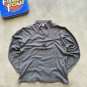 Skater Y2K Spyderco all over print zip up jacket quarter zip